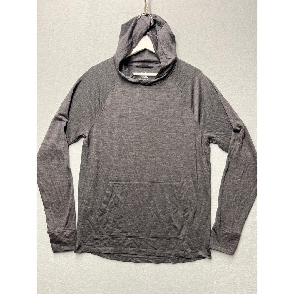 New Wool & Prince Mens Merino Wool Tencel Blend Hoodie Charcoal Gray Medium